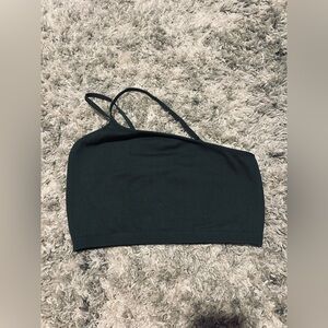 aerie dark green one strap sports bra 
size L